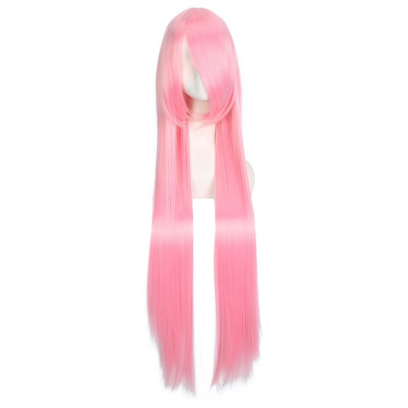 Colorful long eprolo wig, 100cm length, shown with vibrant shades and natural hair texture for stylish costume or fashion wear
