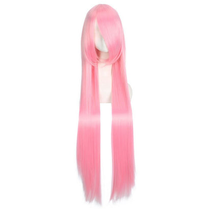 Colorful long eprolo wig, 100cm length, shown with vibrant shades and natural hair texture for stylish costume or fashion wear