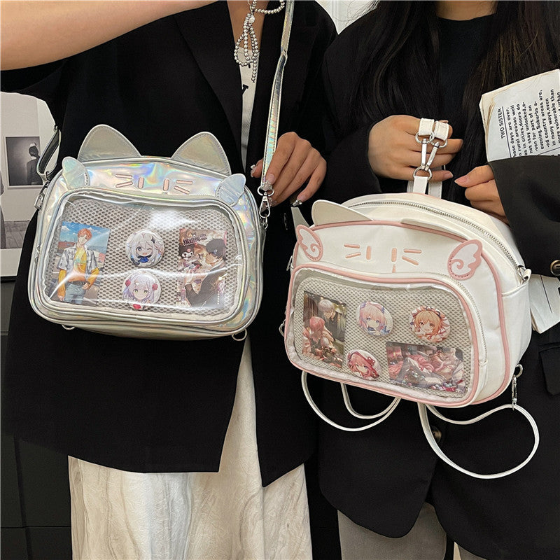 Y2K Kedi figürlü İta crossbody çanta by eprolo, featuring a cute cat design and compact size for stylish carrying.