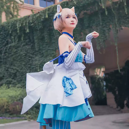 Felix cosplay costume and wig from Re:Zero, by Shadora, featuring detailed clothing and vibrant orange hair wig.