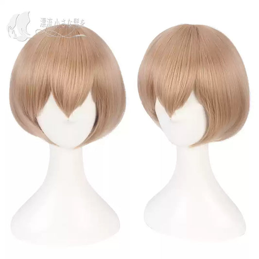 Felix cosplay with Peruk wig from Re:Zero, featuring detailed costume and vibrant orange hair styled for character accuracy.
