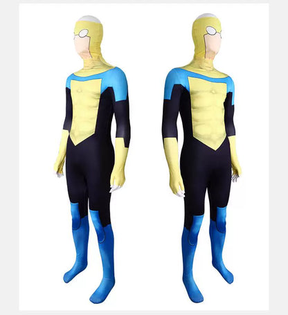 Shadora Invincible Mark Grayson cosplay costume, featuring detailed superhero outfit with red, blue, and yellow design and iconic emblem.