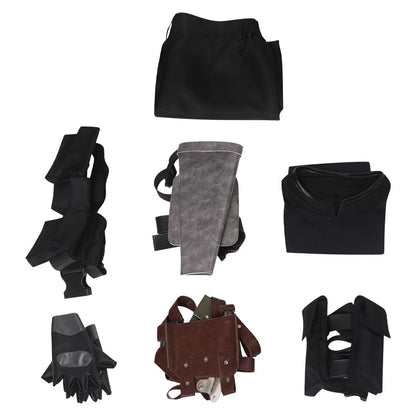 Leon Scott Kennedy cosplay with Resident Evil styled wig from Shadora, featuring detailed costume and accessories.