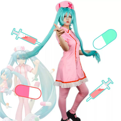 Hatsune Miku Hemşire Cosplay (&Peruk)