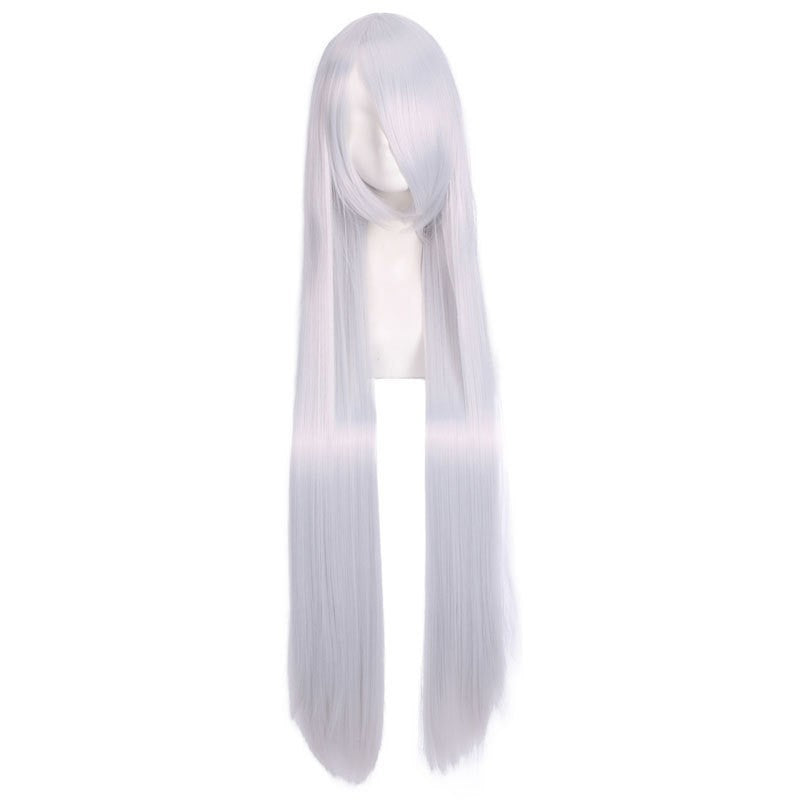 Colorful long eprolo wig, 100cm, with vibrant shades and layered style, shown on a mannequin head.