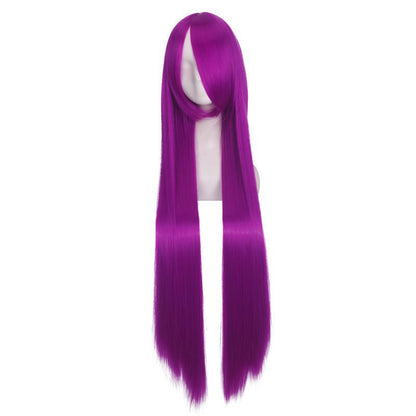 Colorful long eprolo wig, 100cm length, with vibrant shades and layered style, shown on a mannequin head.