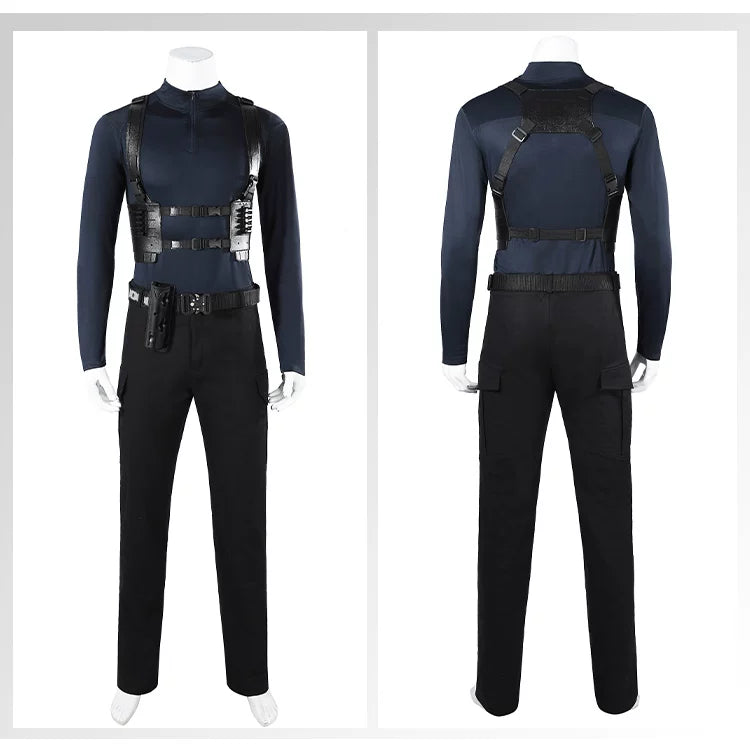 Leon Scott Kennedy cosplay costume with wig from Resident Evil by Shadora, featuring detailed military-style outfit and accessories.