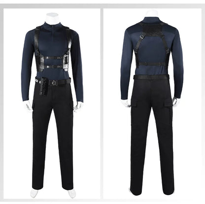 Leon Scott Kennedy cosplay costume with wig from Resident Evil by Shadora, featuring detailed military-style outfit and accessories.