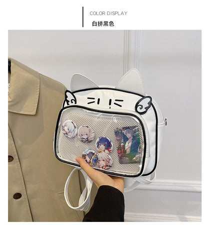 Eprolo Y2K Kedi figürlü İta crossbody çanta with colorful cat design and adjustable strap, stylish accessory for casual wear.