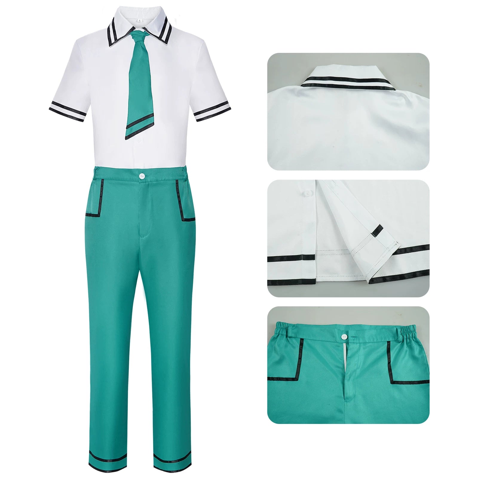 Shadora Saiki K. cosplay okul üniforması with matching peruk, featuring detailed costume and wig for anime character cosplay.