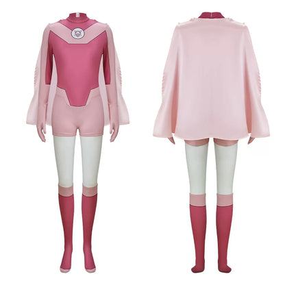 Shadora Samantha Eve Invincible cosplay with matching wig, featuring detailed costume and vibrant colors, perfect for cosplay enthusiasts.