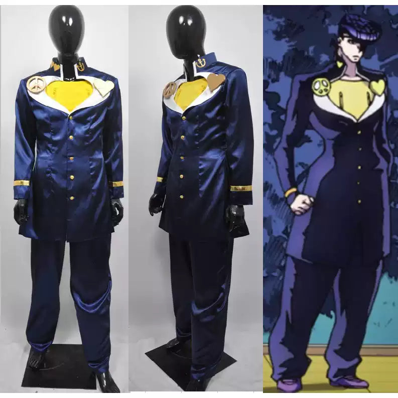 Josuke Higashikata cosplay costume from JoJo's Bizarre Adventure by Shadora, featuring detailed character clothing and accessories.