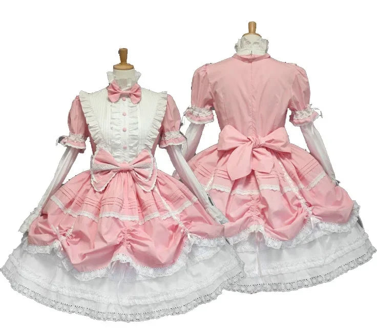 Black Lolita vintage dress with ruffled details, elegant style by eprolo, shown in a full-length front view.