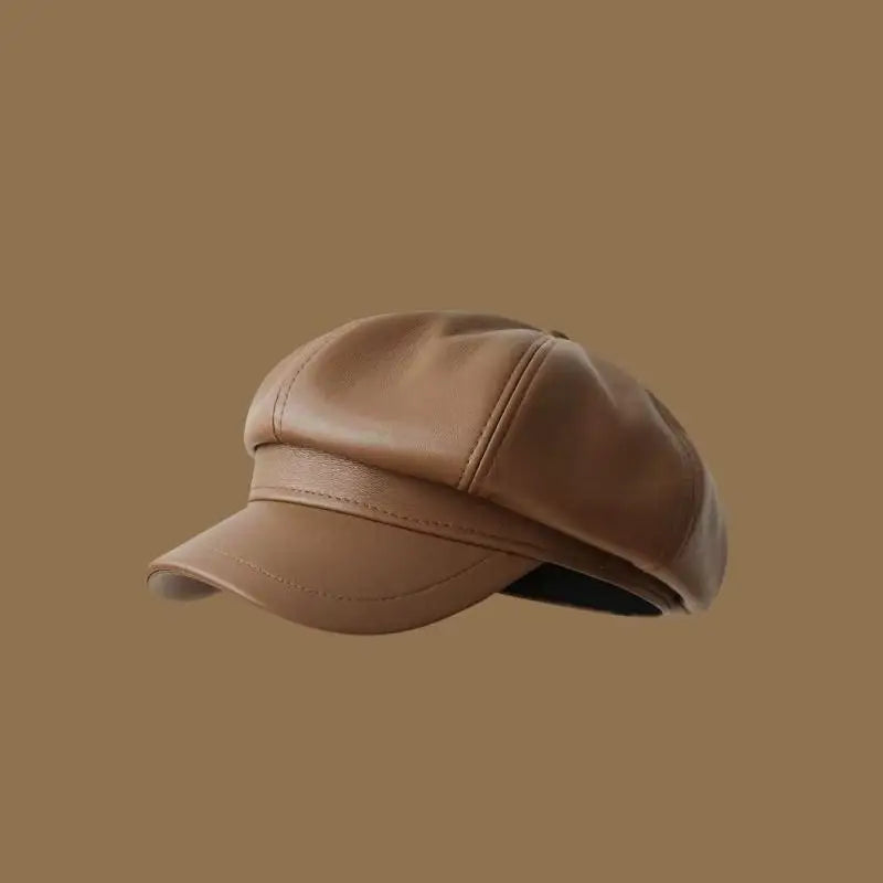 Vintage black leather grunge hat by eprolo, featuring a distressed style with a wide brim and textured finish.