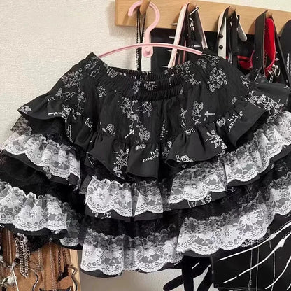 Vintage Lolita T-shirt and skirt set by eprolo, featuring Japanese-inspired design with lace details and pastel colors.