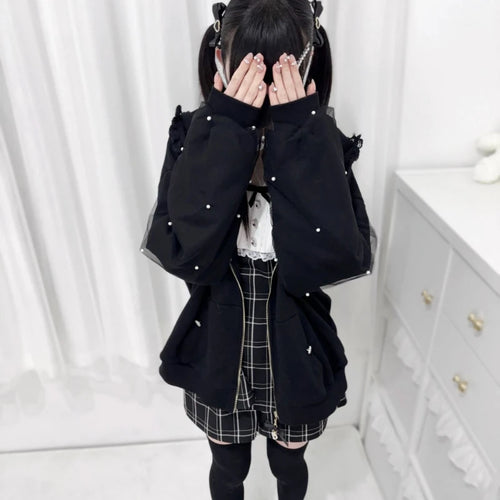 Pink Y2K Tavşan Kulaklı Kawaii hoodie jacket with bunny ear hood, cozy and cute, by eprolo.