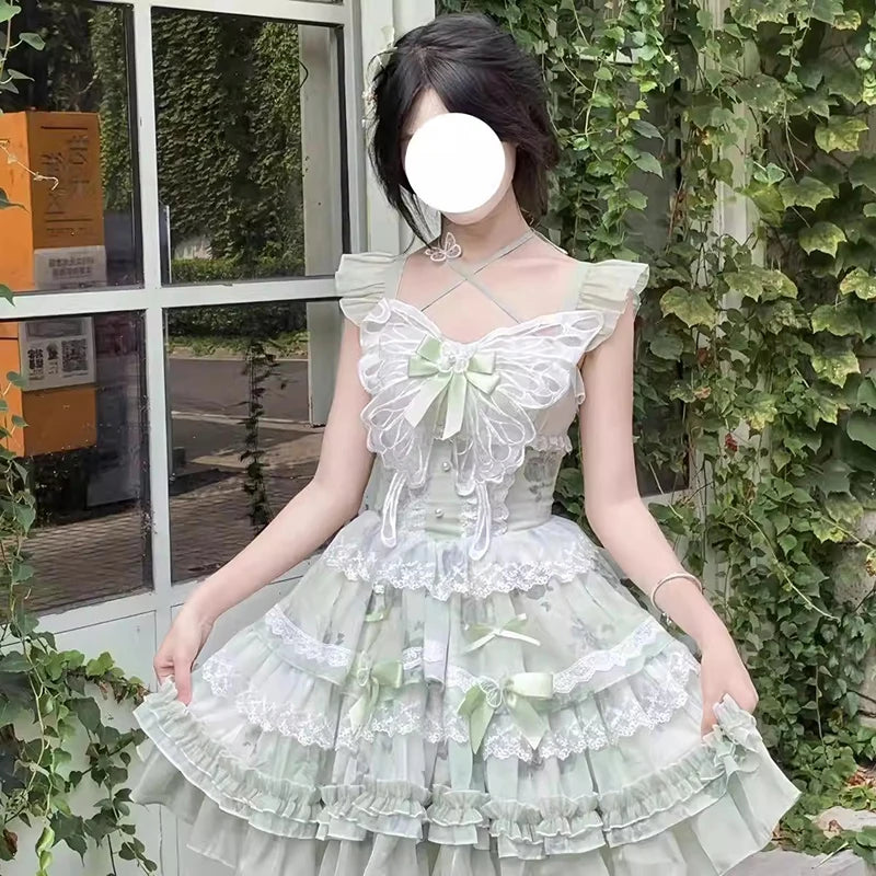 Eprolo Zarif Mini Lolita dress featuring a cute, elegant design with lace and bow details in soft pastel colors.