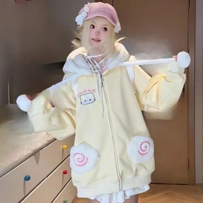 Kawaii oversized hoodie sweatshirt from eprolo with a soft fabric, featuring a colorful, playful design and a cozy hood.