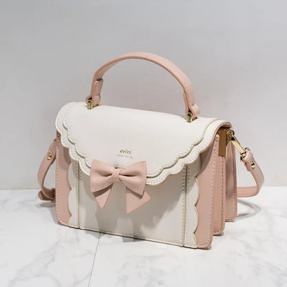 Shadora Kawaii Lolita Kare Çanta in pastel pink with delicate bow and floral details, perfect for cute fashion accessories.