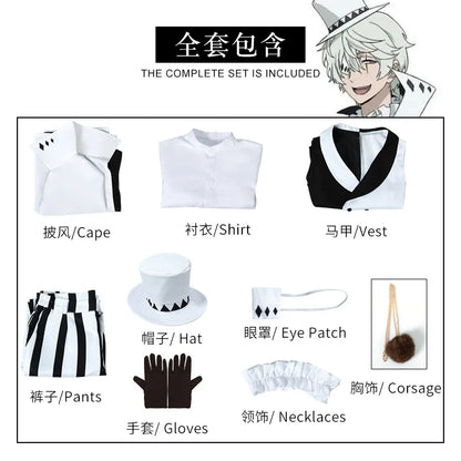 Nikolai Gogol cosplay with wig from Bungo Stray Dogs, featuring detailed costume and styled hair for authentic character look.