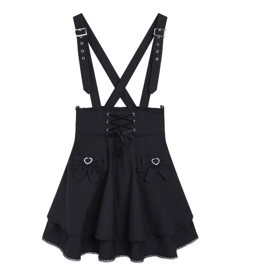 Pink and black Lolita blouse and skirt set with ruffles, featuring elegant, feminine design from eprolo.