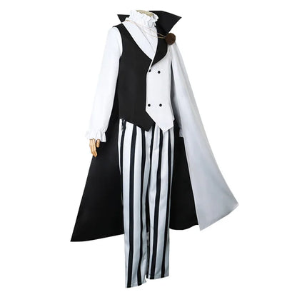 Nikolai Gogol cosplay costume with wig from Bungo Stray Dogs, featuring detailed clothing and styled hair for authentic character look