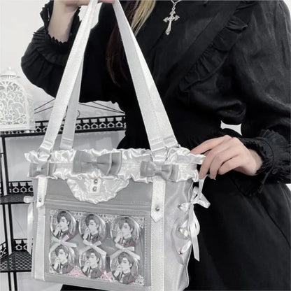 Eprolo Lolita Fiyonklu Ita Bag featuring a cute design with ribbon accents and adjustable straps, perfect for fashion accessories.