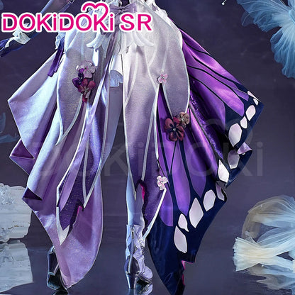 SR Kalite Castorice Cosplay and wig from Honkai: Star Rail, featuring detailed costume and styled brown wig.