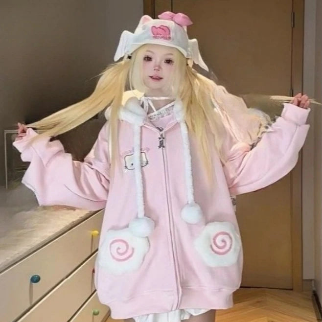 Kawaii oversized hoodie sweatshirt by eprolo featuring a cute, colorful design with a large hood and relaxed fit.