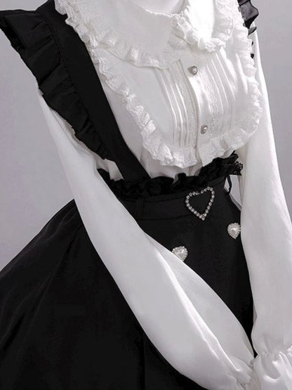 Elegant Japon tarzı dantelli gömlek ve etek seti by eprolo, featuring intricate lace details and traditional design.