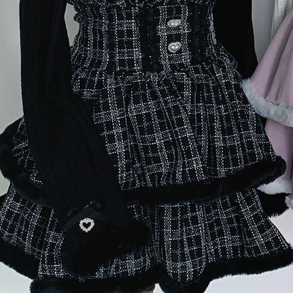 Japon Stil Lolita Dantel Fiyonk Mini Etek & Bluz