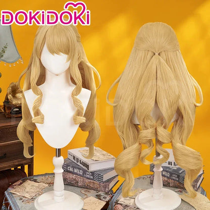 SR Kalite Navia Genshin Impact cosplay costume with Peruk, featuring detailed design and vibrant colors, ideal for cosplay enthusiasts.