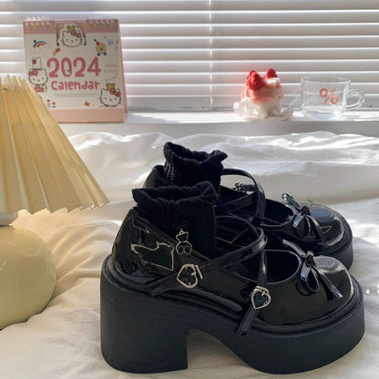 Eprolo Lolita platform Mary Jane Şirin shoes with rounded toe, ankle strap, and chunky heel, featuring cute, colorful design.