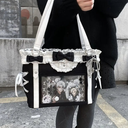 Eprolo Lolita Fiyonklu Ita Bag featuring a cute design with bow accents and compact size, perfect for accessories or small items.
