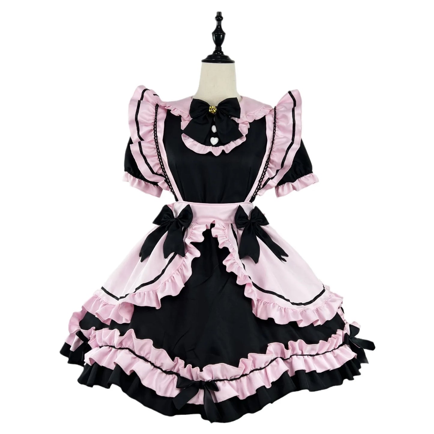 Kawaii maid cosplay dress by eprolo featuring a cute, black and white maid outfit with frills and apron for costume or cosplay events.