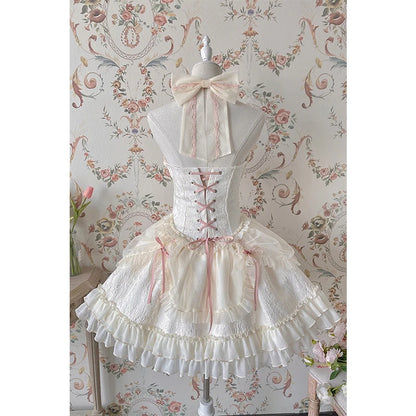 Kawaii Lolita mini dress with bow details by eprolo, featuring a cute, frilly design perfect for stylish, playful outfits.