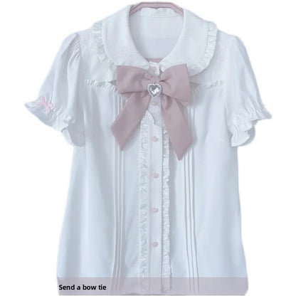 Shadora Lolita Melek printed lace blouse and slip skirt set, featuring intricate detailing and elegant fabric.