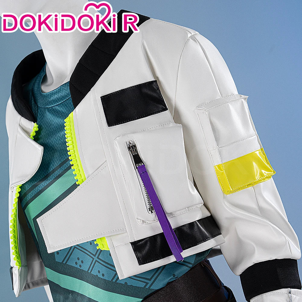 Shadora Deadlock cosplay costume and wig from VALORANT, featuring detailed outfit and styled pink hair wig for gaming cosplay.