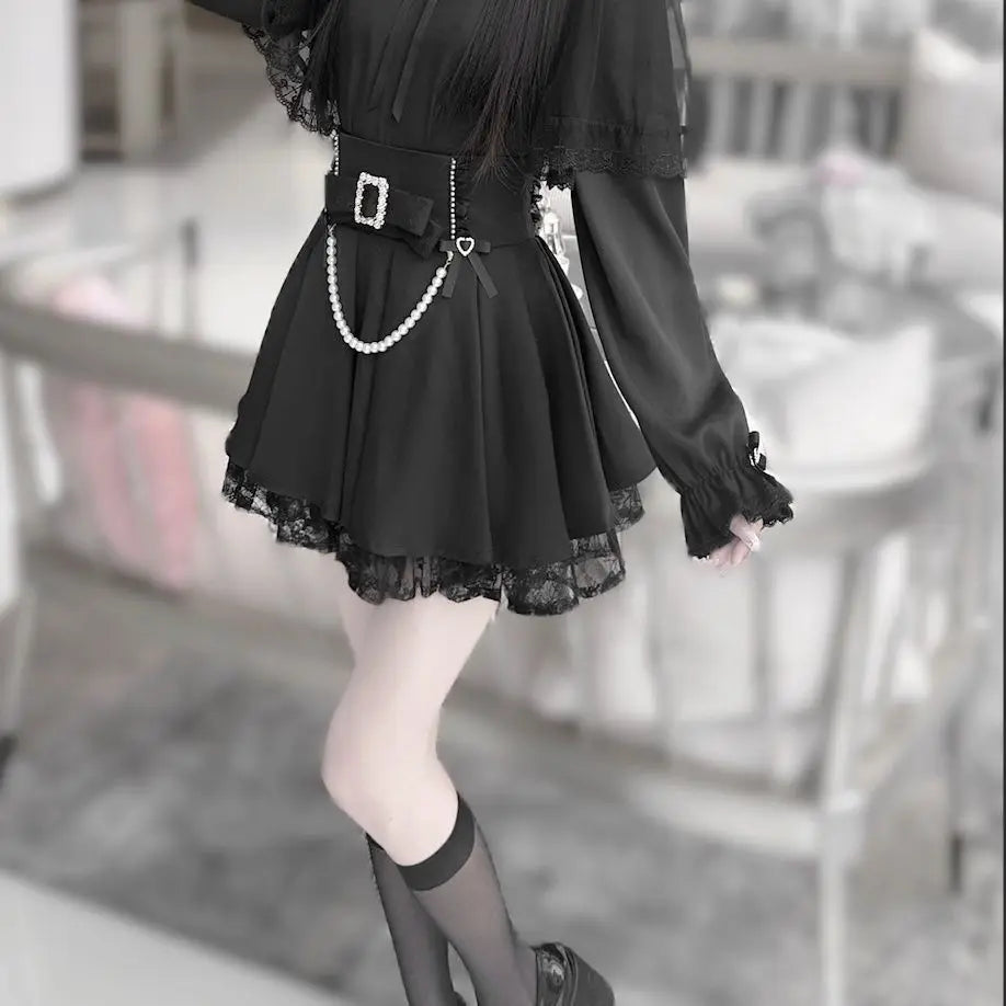Eprolo Fiyonklu lace detail blouse and skirt set, stylish women’s fashion with elegant design, shown on a model.