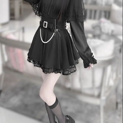 Eprolo Fiyonklu lace detail blouse and skirt set, stylish women’s fashion with elegant design, shown on a model.