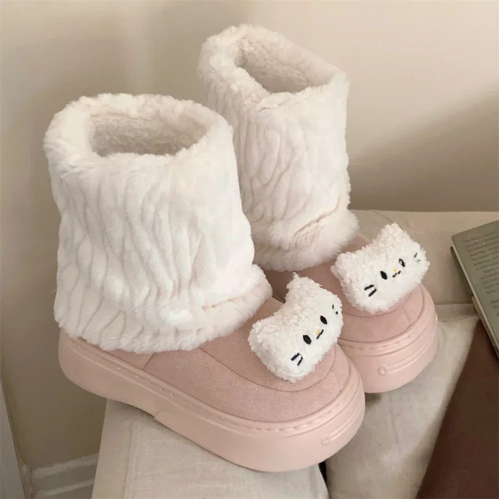 Eprolo waterproof plush winter snow boots with thick soles, insulated and designed for cold, snowy weather.