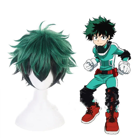 Izuku Midoriya cosplay costume with wig from My Hero Academia, featuring green hair and hero outfit, by eprolo.