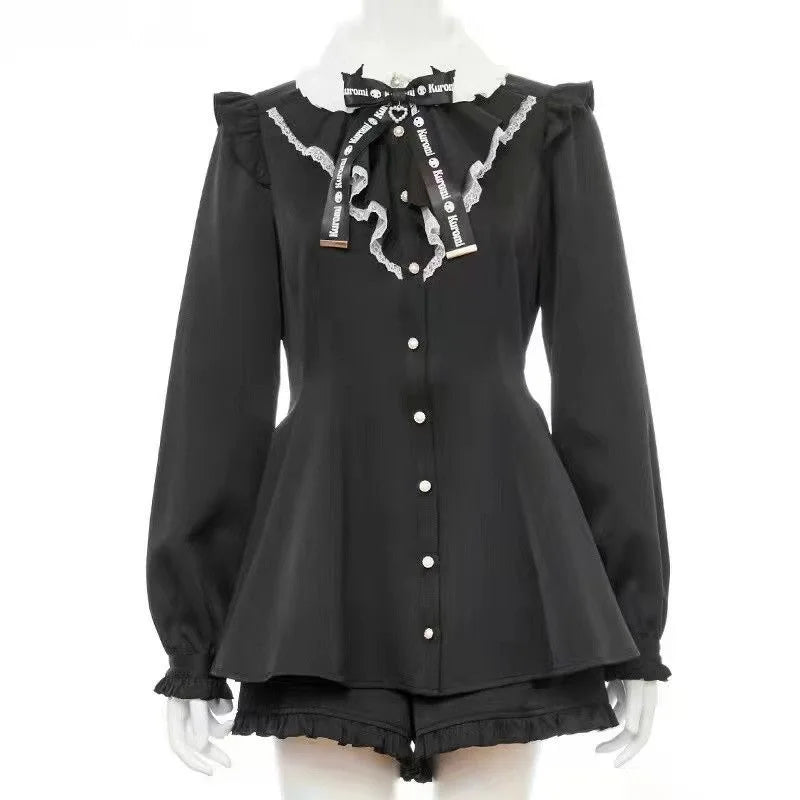 Kawaii Siyah mini elbise seti by eprolo, featuring a stylish black dress with playful design and matching accessories.