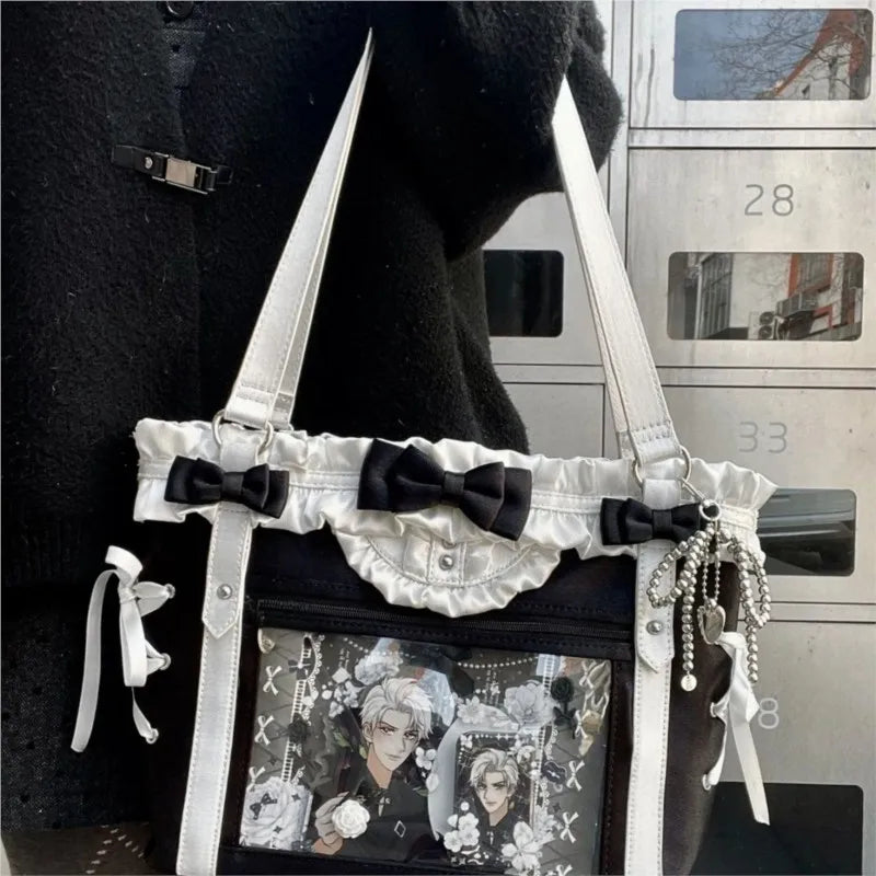 Eprolo Lolita Fiyonklu Ita Bag with pink bow and decorative details, showcasing its cute and stylish design for fashion fans.