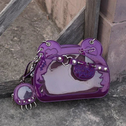 Kawaii Ayıcık şeffaf Ita çanta from eprolo with cute bear design, transparent PVC material and compact size for casual use.