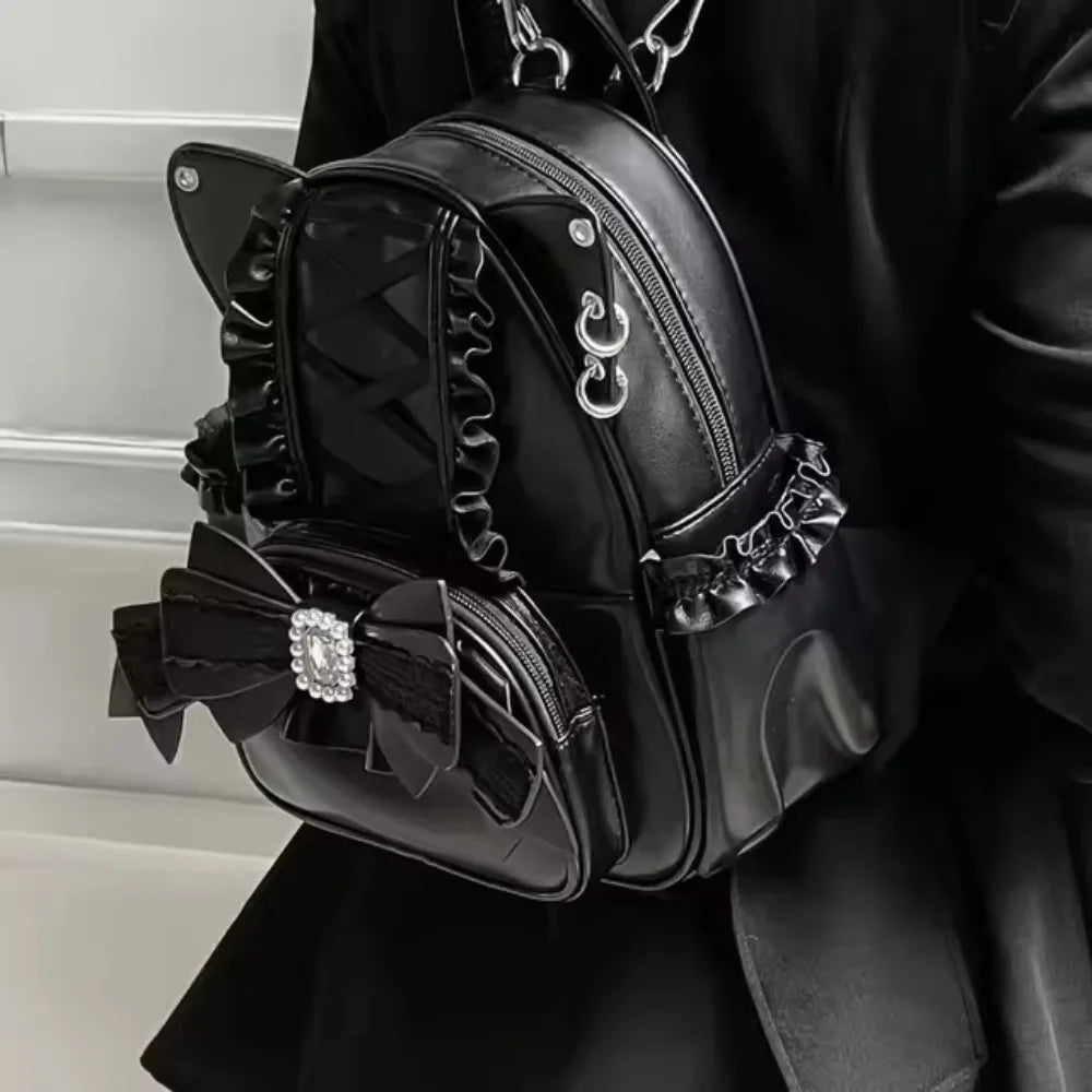 eprolo Japon Stil Kedi Kulaklı Omuz Çantası with cute cat ear design, soft fabric, and adjustable shoulder strap for stylish carrying.