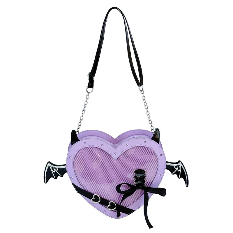 Eprolo Kalp Yarasa Ita Çanta with black bat-shaped design and heart accents, stylish and lightweight for everyday use.