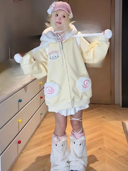Kawaii oversize hoodie sweatshirt by eprolo featuring a cute, colorful design and a cozy hood, perfect for casual wear.