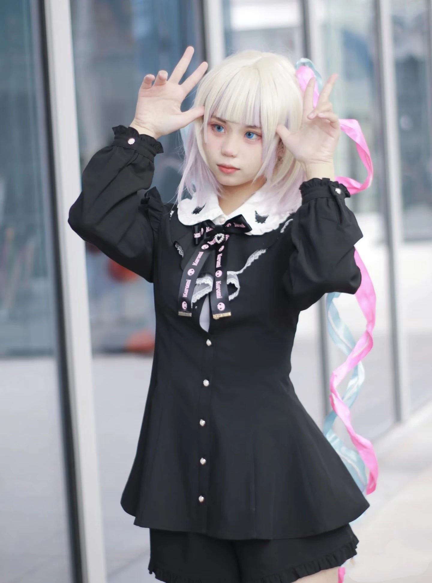 Kawaii Siyah mini elbise seti by eprolo, featuring a cute black dress with playful, stylish details, perfect for casual wear.