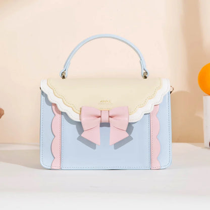 Shadora Kawaii Lolita Kare Çanta featuring a cute, pastel-colored design with floral and bow accents, perfect for fashion accessories.